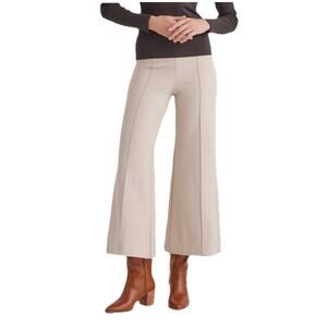 Quince Women’s LARGE Ecru Ultra-Stretch Ponte Super Wide Leg Ankle Pants